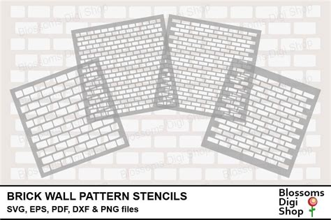 Brick Wall Pattern Stencils Graphic by BlossomsDigiShop · Creative Fabrica