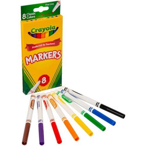 Crayola Fine Tip Classic Markers - Fine Marker Point - Assorted, Orange ...