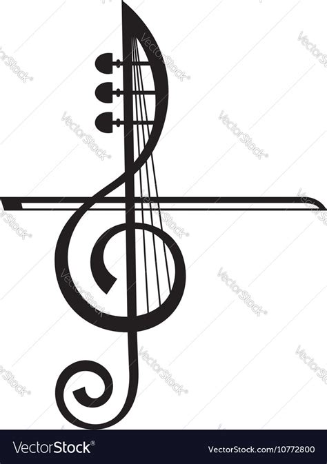 Violin and treble clef Royalty Free Vector Image