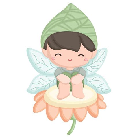 Cute Boy with Fairy Wings Cartoon illustration Vector Clipart Sticker Background Decoration ...