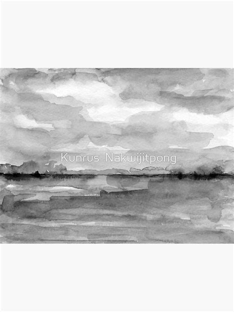 "Black and White Landscape Abstract Watercolor Painting of Field and Sky" Sticker for Sale by ...