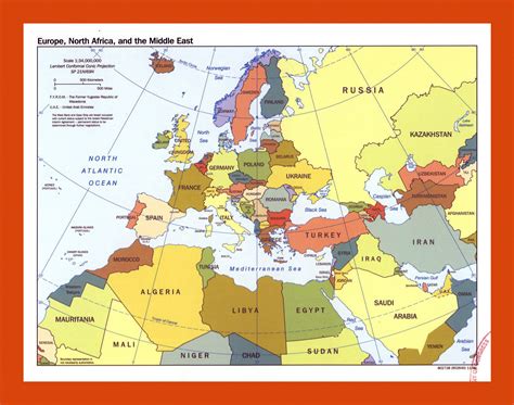 Political map of Europe, North Africa and the Middle East - 2000 ...