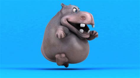 Fun cartoon hippo running - YouTube