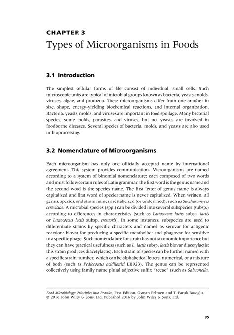 Types of Microorganisms in food - CHAPTER 3 Types of Microorganisms in ...