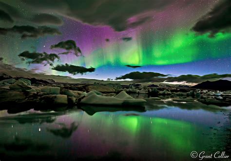 Jokulsarlon lagoon, northern lights, southern Iceland, icebergs