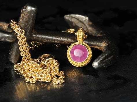 Pink Sapphire & Gold Pendant – Gold Handmade Jewelry | Ancient Roads ...