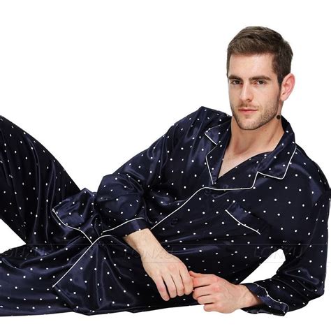 Mens Silk Satin Pajamas Set Pyjamas Set PJS Sleepwear Set Loungewear U ...