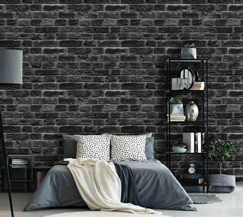 Removable Peel 'n Stick Wallpaper Self-adhesive Wall - Etsy | Black brick wallpaper, Brick wall ...