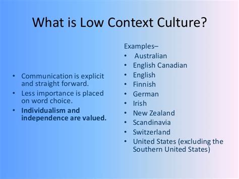 High and low context cultures relationships in each