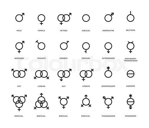 Gender symbols set. Sexual orientation icons. Male, female, transgender ...