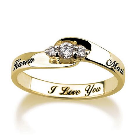 Engraved Engagement Promise Ring Gold Plated, Couples Ring ,Wedding ...