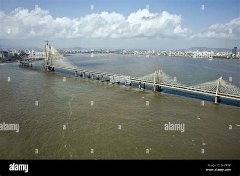 aerial view of bandra worli sea link bridge mumbai maharashtra India ...