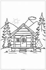 Simple Camp Cabin Coloring Page Free PDF&ampPNG Printable sketch template