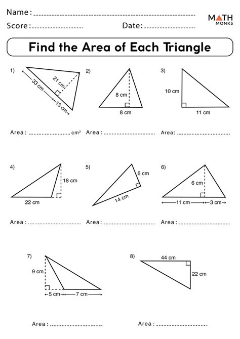 Worksheet On Area Of Triangles - Worksheet24