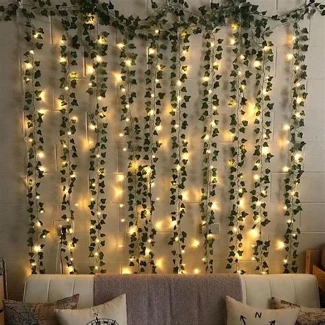 The Original Ivy Leaf Fairy Lights Curtain 12 pieces | Bedroom makeover, Led lighting bedroom ...