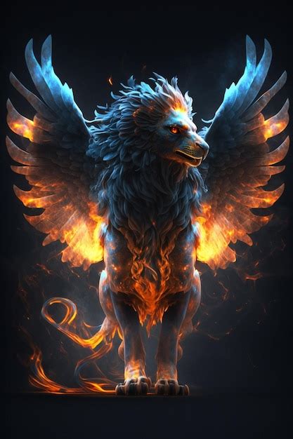 Premium AI Image | A digital art of a winged creature with wings and flames.