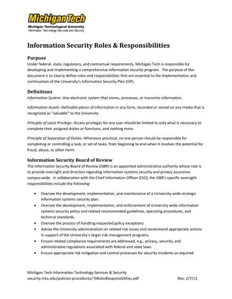 Information Security Roles & Responsibilities