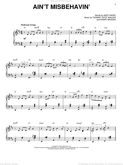 Louis Armstrong: Ain't Misbehavin' sheet music for voice and piano