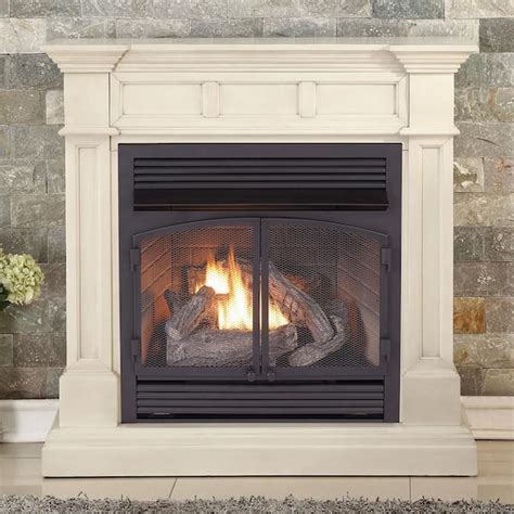 Duluth Forge Dual Fuel Ventless Gas Fireplace - 32,000 BTU, T-Stat Control, Antique White Finish ...