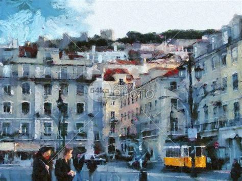 Lisbon Street Painting - Painting Classical Art - 54ka StockPhoto