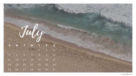 July 2021 Desktop Calendar Beach Wallpaper Free Download | Calendar wallpaper, July calendar ...