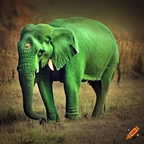 Green elephant with pear-like features