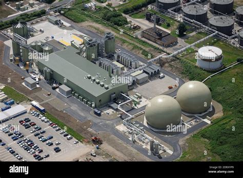 Aerial Views United Utilities Davyhulme Wastewater Treatment Works, main sewage and wastewater ...