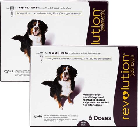 REVOLUTION Topical Solution for Dogs, 85.1-130 lbs, (Plum Box), 12 Doses (12-mos. supply ...