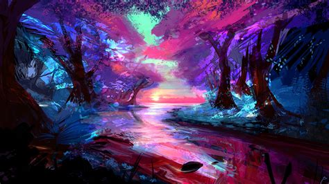 [2560×1440] colour vibrant forest. : wallpaper