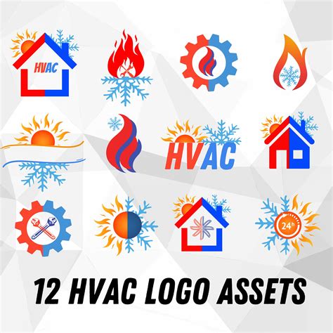 12 Hvac Logo Sticker Maker Bundle SVG, PNG, PDF Heating and Cooling, Heating, Ventilation, and ...