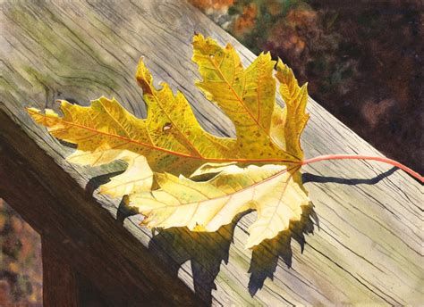 Yellow Autumn Leaf Original Watercolor Painting by Cathy Hillegas ...