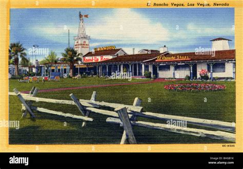 'El Rancho Vegas, Las Vegas, Nevada', postcard, 1950. Artist: Unknown Stock Photo - Alamy