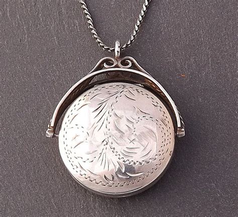 Vintage Sterling Silver Locket, Round Engraved Locket On A Chain | Engraved locket, Sterling ...