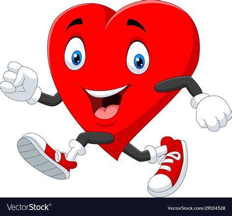 Cartoon heart running to keep healthy Royalty Free Vector