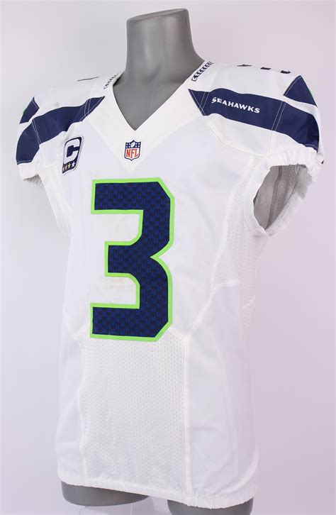 Lot Detail - 2015 Russell Wilson Seattle Seahawks Road Jersey (MEARS A5)