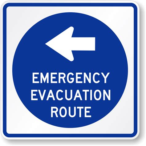 Emergency Evacuation Route Left Arrow Direction Sign, SKU: K-0079-L