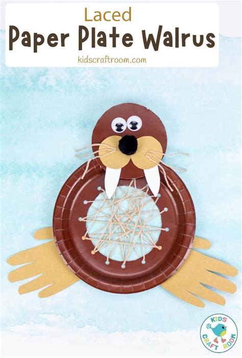 Laced Paper Plate Walrus Craft - Kids Craft Room