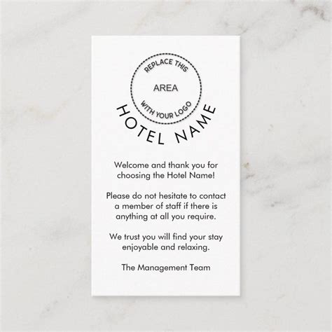 Hotel Logo Welcome Cards Guest Rooms Any Color | Zazzle | Hotel card ...