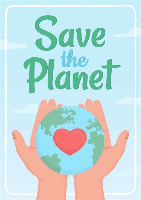 Save planet poster flat vector template. Rancho and Cookie fonts used. Brochure, booklet one ...