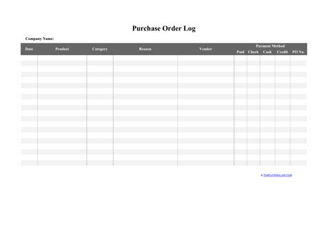 Purchase Order Log Template - Fill Out, Sign Online and Download PDF | Templateroller