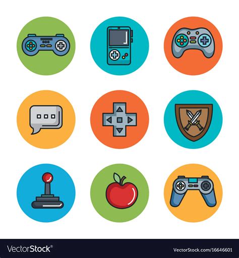 Set video game entertaining items symbols Vector Image