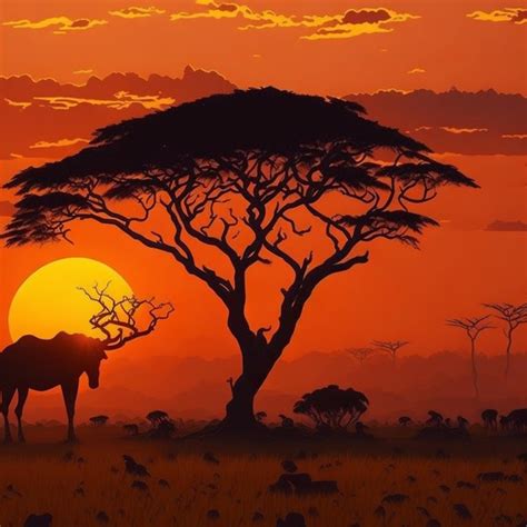 Premium AI Image | Beautiful African Sunset Scenery picture