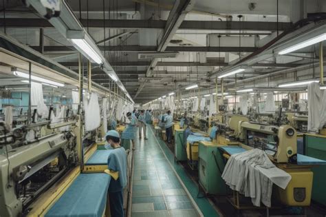 Textile Factory, with Machines and Workers Creating Various Fabrics Stock Image - Image of ...