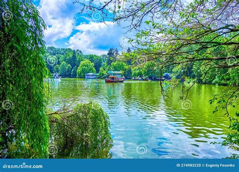 Upper Lake with Tourist Ferries, Sofiyivka Park, Uman, Ukraine Stock ...