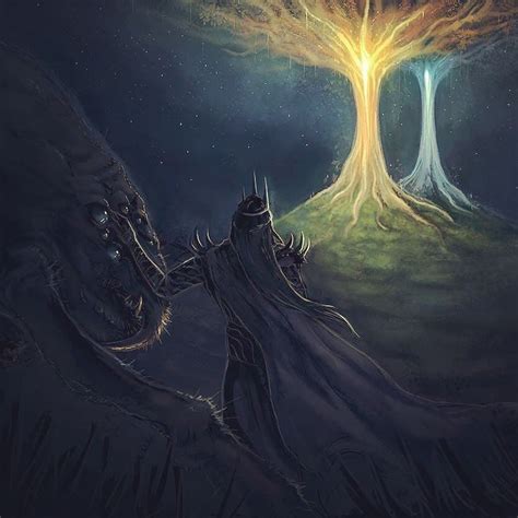 Melkor, Ungoliant, and The Two Trees | Melkor, Tolkien art, Valinor