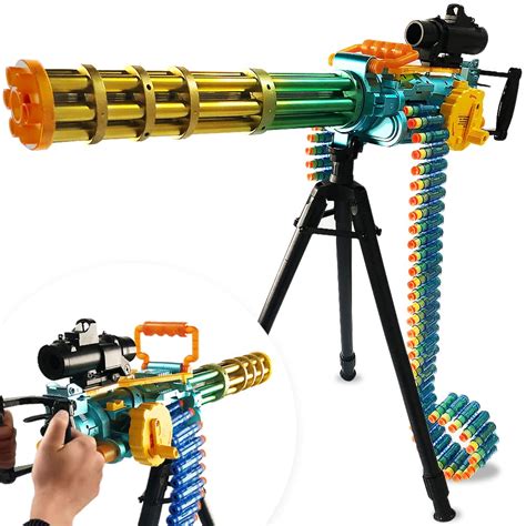 ArtCreativity Electronic Gatling Toy Gun for Kids, Rapid Toy Machine Gun with Foam Suction Darts ...