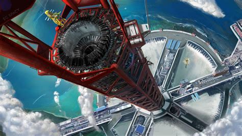 Space Elevator! #space #conceptart #environmentdesign #spaceelevator #dam #scifi #industrial ...