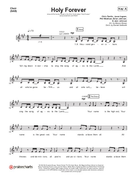 Holy Forever (Unison/2-Part Choir) Unison, 2-Part Sheet Music PDF (Chris Tomlin) - PraiseCharts