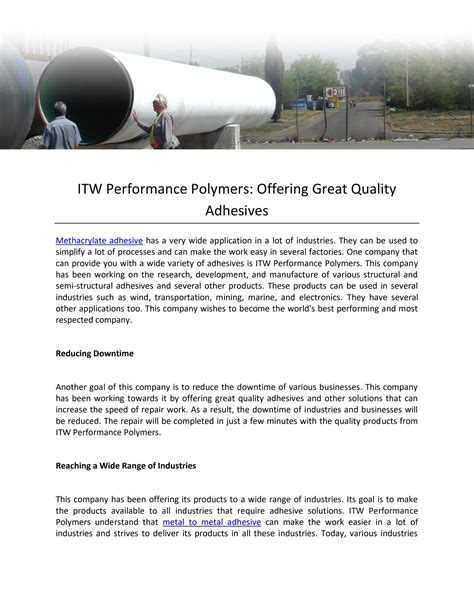 ITW Performance Polymers: Offering Great Quality Adhesives by ITW Performance Polymers - Issuu