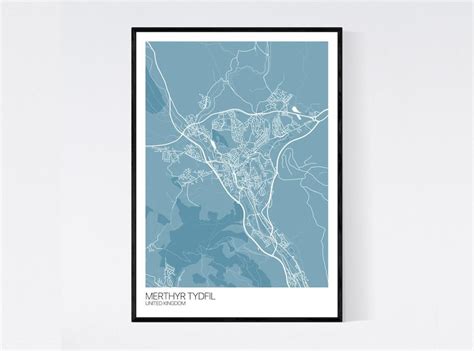 Merthyr Tydfil Wales City Map Art Print Many Styles | Etsy